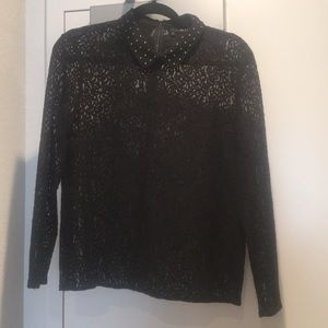 The Kooples Black Lace Top with Stud Collar